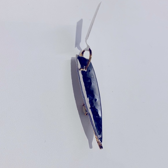 Sterling Silver Yellow Gold Plated Opal Dangle Pendant - Picture 4 of 4